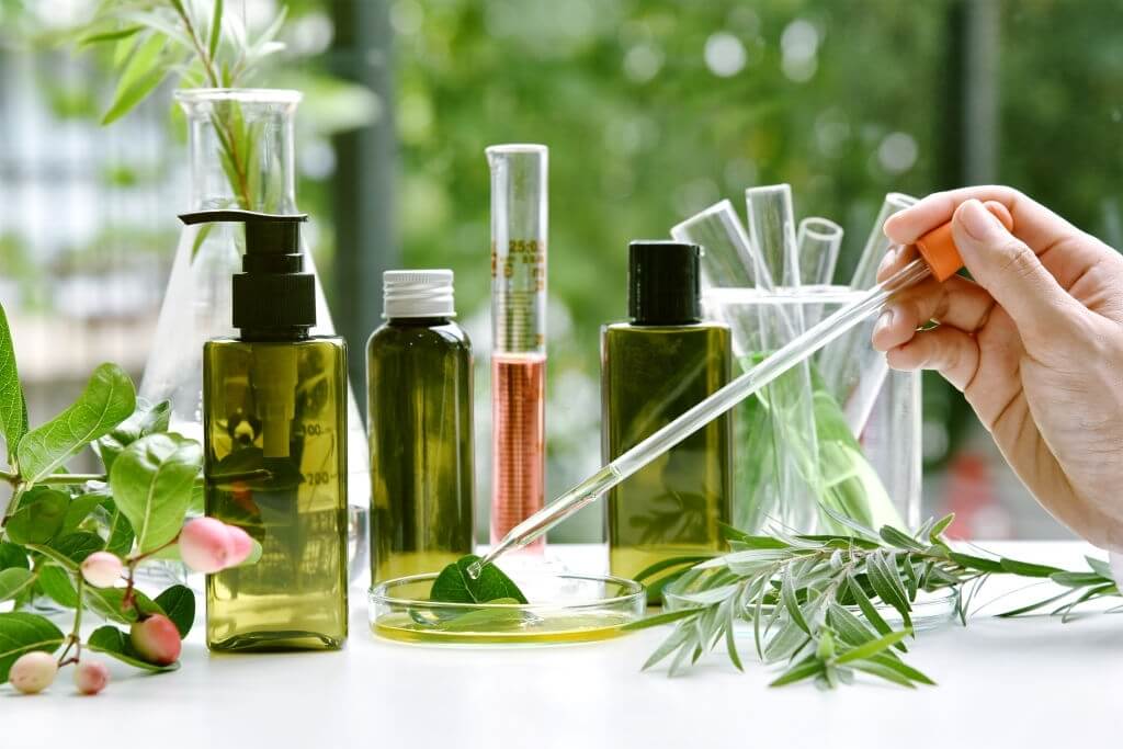 A perfumer working with natural ingredients